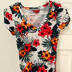 GUESS Tropical Floral V-Neck Dress